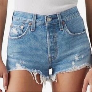 Levi’s 501 Hi-Rise Blue Denim/Jean Shorts 2” Folded Hem Size 28
